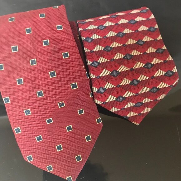 Faconnable Jos A Bank Red Ties Christmas Couture Bundle Lot Reds Blue Office - Picture 7 of 7